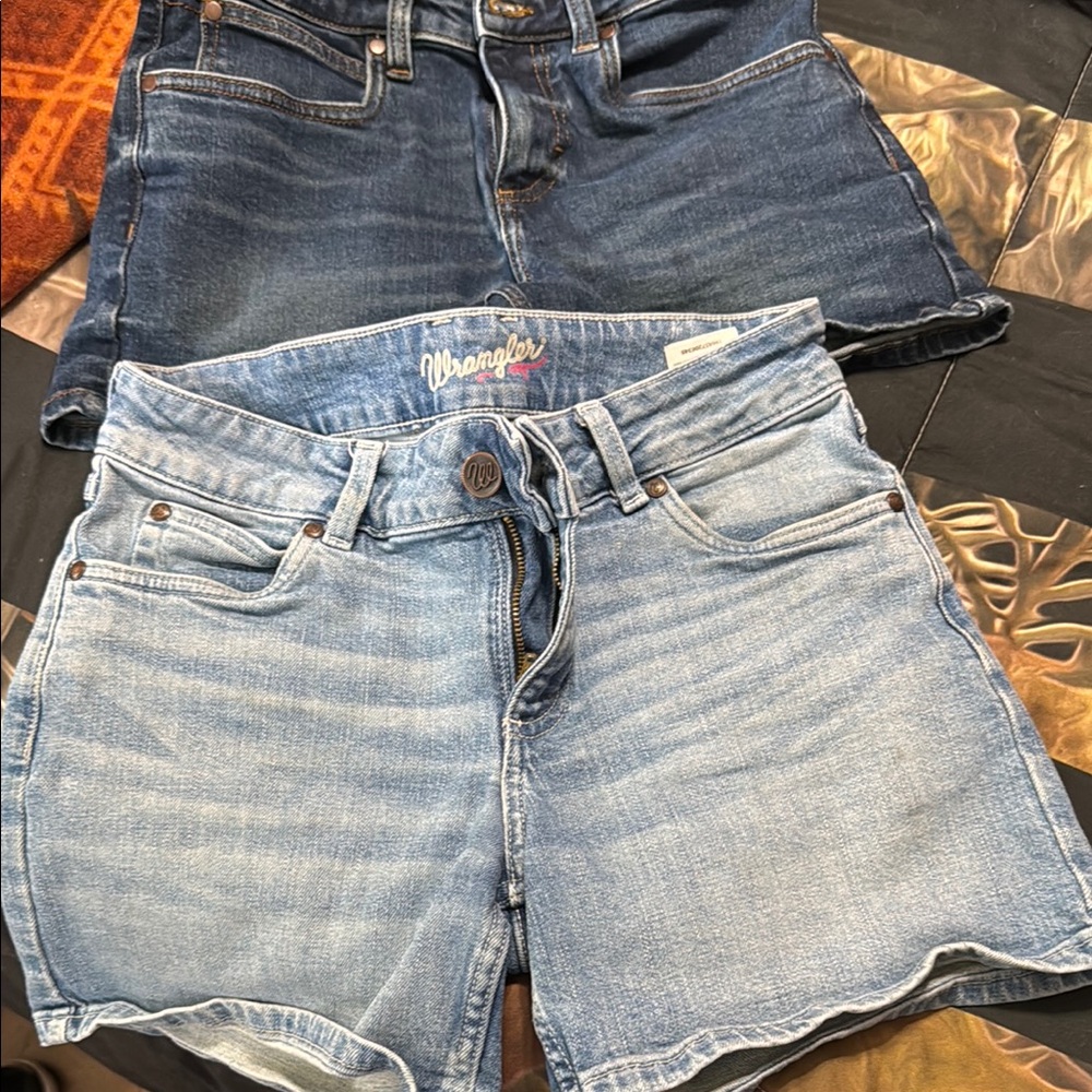 Wrangler Women's Light and Dark Blue Jean Shorts